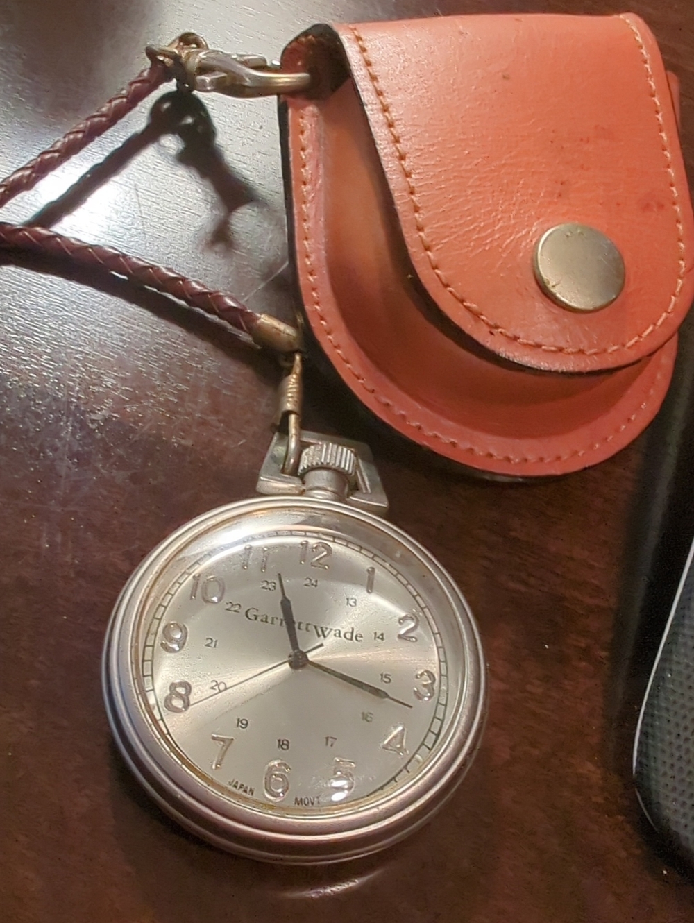 Garrett Wade Vintage Pocket Watch In Leather Holder